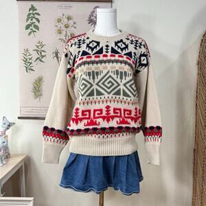 Vintage 80s 90s Multicolor Pullover Sweater Southwestern Western Aztec Retro S